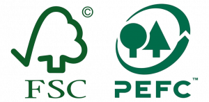 Logotipos en verde de las certificaciones FSC y PEFC